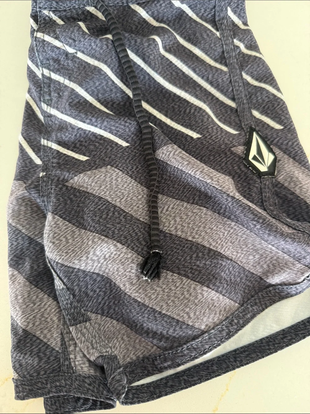 Volcom Boys Black & Gray Patterned Swim Trunks